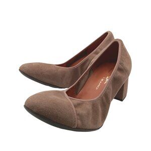 Brenda Zaro Suede Pumps Womens 40 Taupe Flexible Balletcore Chunky Heels Comfy